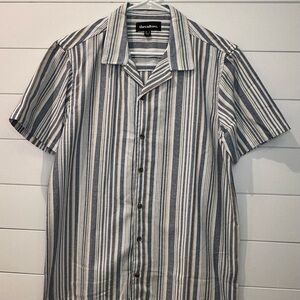 Threadbare Men's Blue and White Striped Casual Shirt